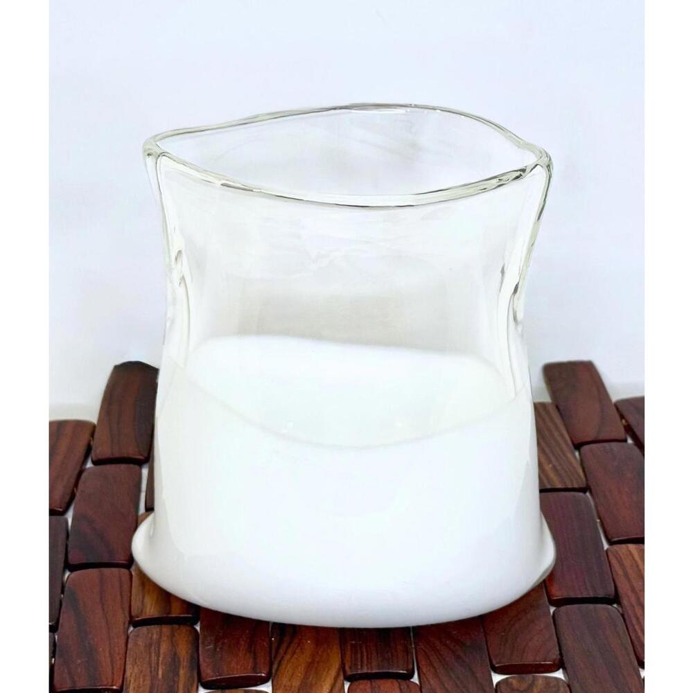 Studio Art Glass Vase White & Clear Sculptural Modernist Design
